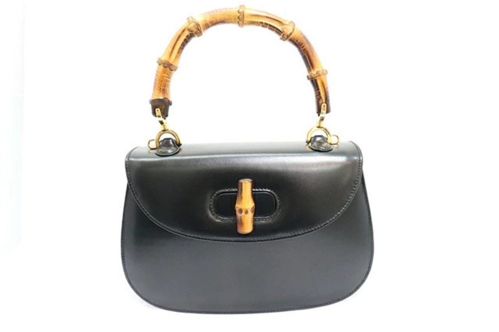 Gucci Bag Shoulder Bamboo Calfskin Black